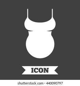 Pregnant woman shirt sign icon. Maternity symbol Graphic design element. Flat maternity symbol on dark background. Vector