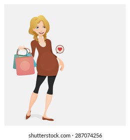 Pregnant woman with shopping bags