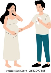 Grávida mulher doente marido preocupado