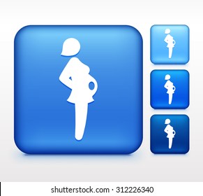 Pregnant Woman Side View Colorful Square Button