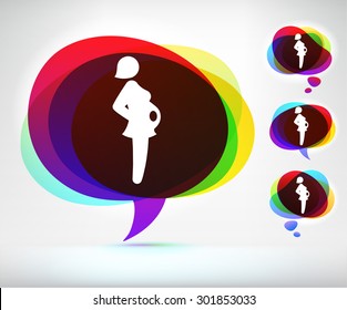 Pregnant Woman Side View on Colorful Speech Bubble
