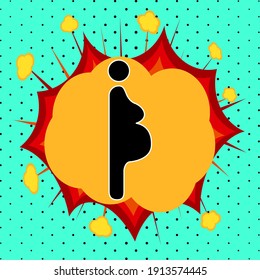 Pregnant woman sign, pop art explosion, vector illustration