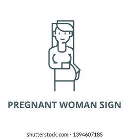 Pregnant woman sign vector line icon, linear concept, outline sign, symbol