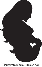 Pregnant Woman Silhouette - Clip-art - Vector Illustration