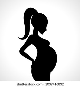 Pregnant woman silhouette isolated on white background. Vector illustration