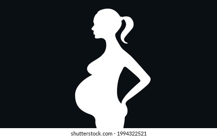 Pregnant woman silhouette isolated on white background. Stock vector