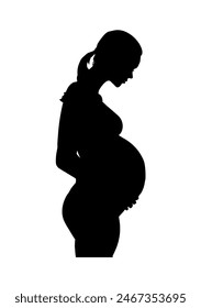 Pregnant woman silhouette isolated - vector illustration