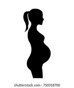 Pregnant Woman Silhouette Motherhood Sign Pregnancy Stock Vector ...