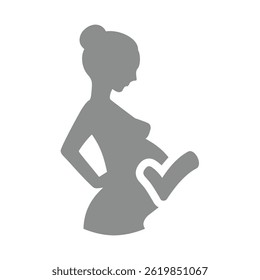 Pregnant woman silhouette with ok checkmark. Pregnancy safe product vector icon or label. 