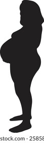 Pregnant Woman Silhouette on White Background. Vector Illustration.