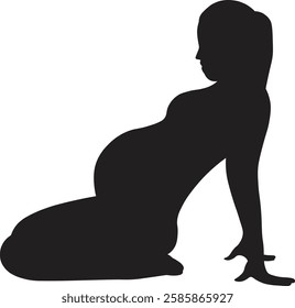 Pregnant Woman Silhouette on White Background. Vector Illustration.