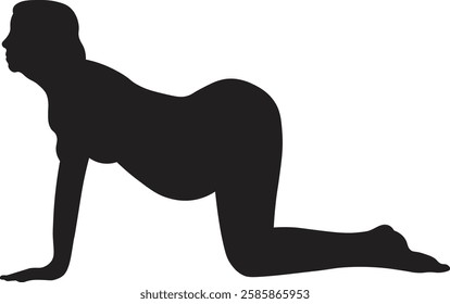 Pregnant Woman Silhouette on White Background. Vector Illustration.