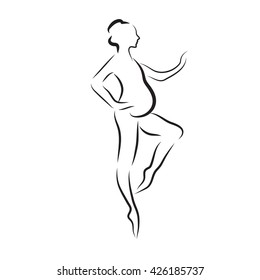 pregnant woman silhouette, sketch,  isolated vector symbol