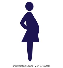 Pregnant woman silhouette standing side profile icon. Clipart image isolated on background.