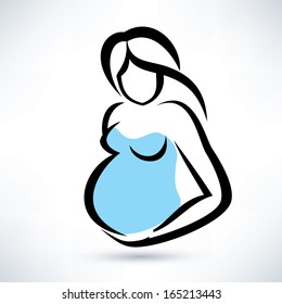 pregnant woman silhouette,  stylized vector symbol