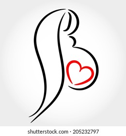 pregnant woman silhouette, stylized vector symbol 