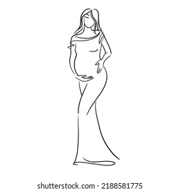 Pregnant woman silhouette, stylized vector symbol.