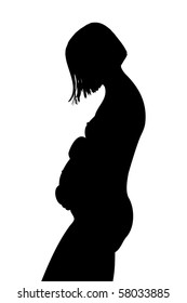 The pregnant woman. A silhouette. A vector.