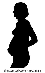 The pregnant woman. A silhouette. A vector.