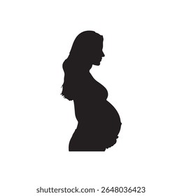 Pregnant woman silhouette vector icon flat illustration on white background