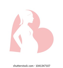 Pregnant woman silhouette vector illustration.