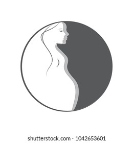 Pregnant woman silhouette vector illustration.