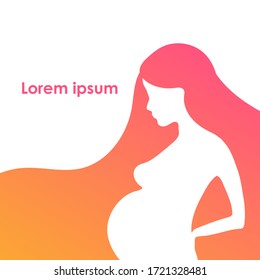 Pregnant woman silhouette. Vector illustration with blank space for text