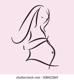 Pregnant woman silhouette. Vector illustration