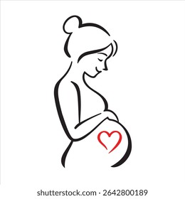 Pregnant Woman Silhouette Vector Maternity Love and Motherhood Illustration