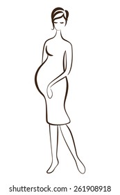Pregnant woman silhouette without filling