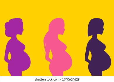 Pregnant woman silhouettes. Vector illustration.