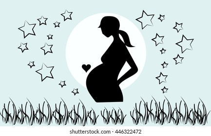 Pregnant woman silhouette,vector