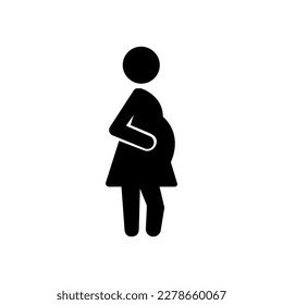 Pregnant woman simple black icon vector illustration