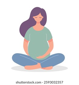 Pregnant Woman Sitting in a Calm Pose – Motherhood and Maternity Illustration