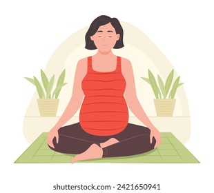 Schwangere Frauen Sitzen und Dosierung Yoga Meditation