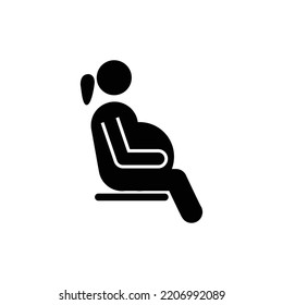 Pregnant woman sitting icon vector symbol.Public transportation pictogram for priority seats. Please offer your seat to pregnant women concept sign.