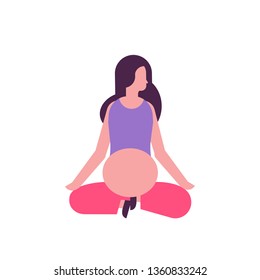 pregnant woman sitting lotus pose doing yoga exercises girl working out fitness pregnancy healthy lifestyle concept female cartoon character full length white background