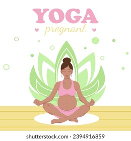 Pregnant woman sitting in lotus position doing yoga