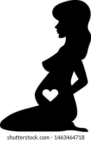 A pregnant woman sitting on her lap: silhouette, vector illustration.