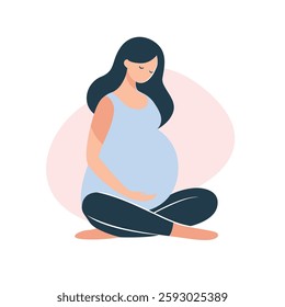 Pregnant Woman Sitting in a Relaxed Pose – Maternity Concept illustration