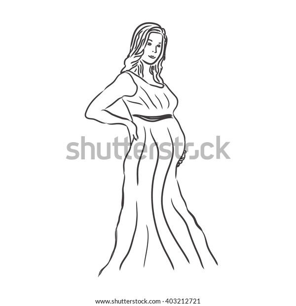 Pregnant Woman Sketch Vector Illustration Stock Vector (Royalty Free