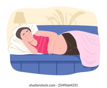Pregnant Woman Sleeping in Bed Concept Illustration