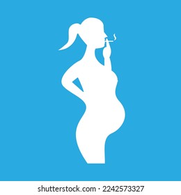 pregnant woman smoking icon, vector graphic