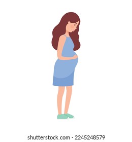 pregnant woman standing isolated design