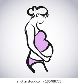 Pregnant woman. Stylized isolated vector symbol