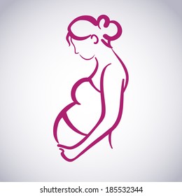 Pregnant woman. Stylized isolated vector symbol