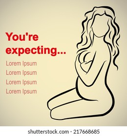 Pregnant woman. Stylized isolated vector symbol