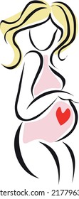 Pregnant woman stylized silhouette. Mother care icon. 