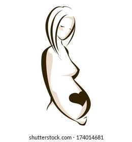 Pregnant woman stylized symbol vector on white background