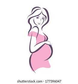 pregnant woman,  stylized vector symbol